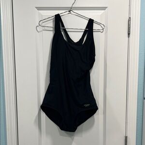 Speedo Black Solid Racerback Swimsuit